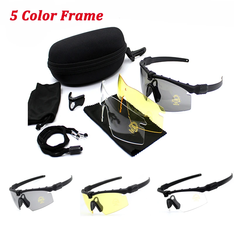 

Outdoor UV400 Sports Sunglasses Tactical Polarized Glasses Military Goggles Airsoft Shooting Glasses Men's 4 Lenses