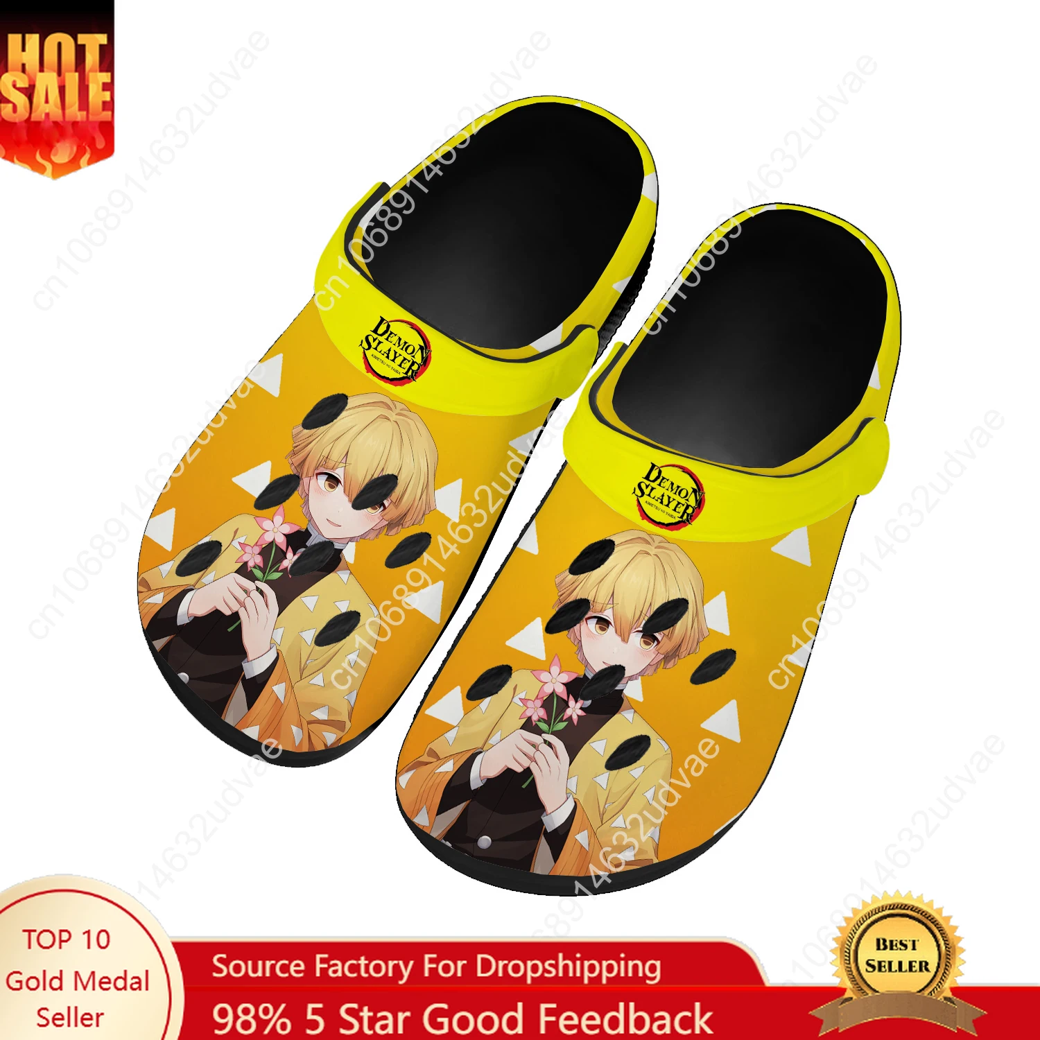 

Agatsuma Zenitsu Water Shoes Men Women Teenager High Quality Home Garden Clogs Custom Sandals Beach Breathable Hole Slippers