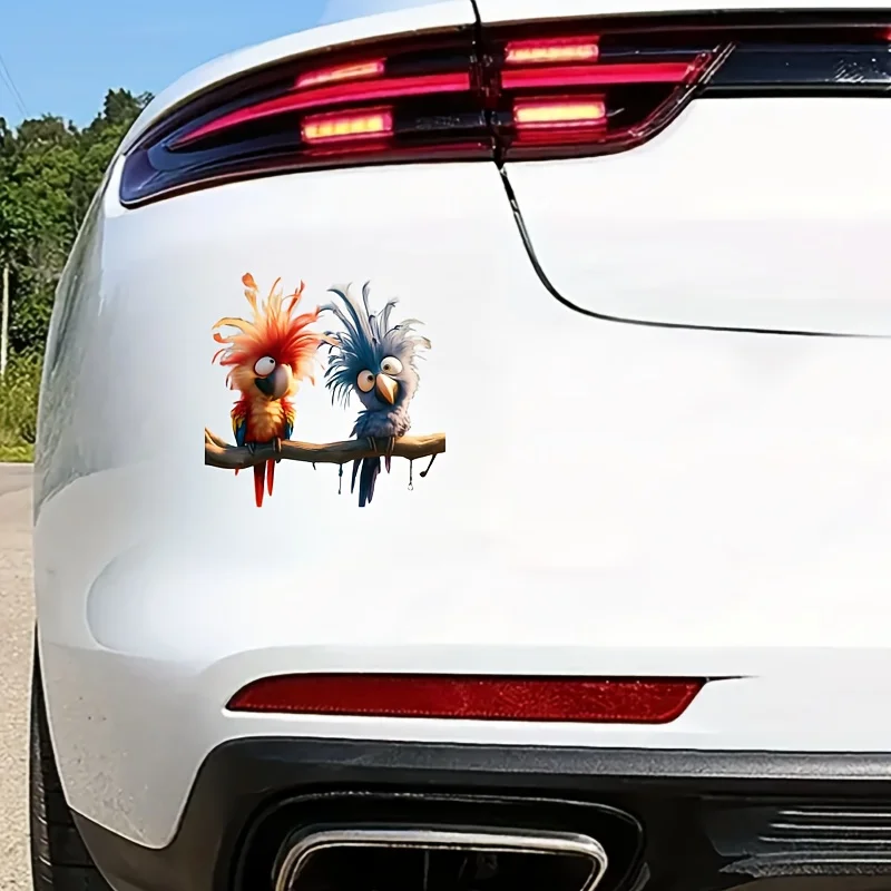 قطعة واحدة من ملصقات الببغاء الكرتونية الغريبية - مناسبة للسيارات وأجهزة الكمبيوتر المحمولة وحقائب السفر والمصدات والأسطح مثل النوافذ والطاولات #5