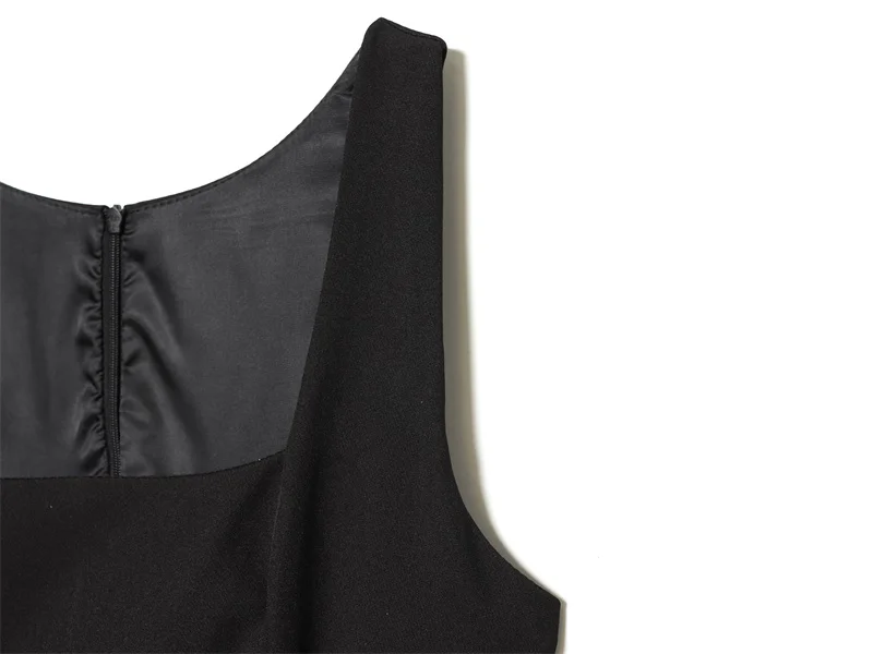 Robe femme 2025 nouvelle mode noir 2 pièces ensemble sans manches col carré robe avec châle élégance Chic femmes robe mince