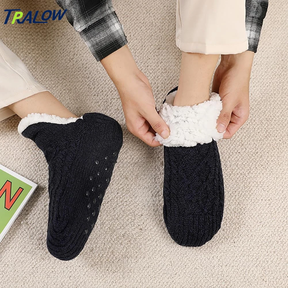 

TRALOW Autumn-Winter Warm Floor Socks,Slipper Solid Color For Men and Women Indoor Home Anti-Slip Comfortable Sleeping Slides