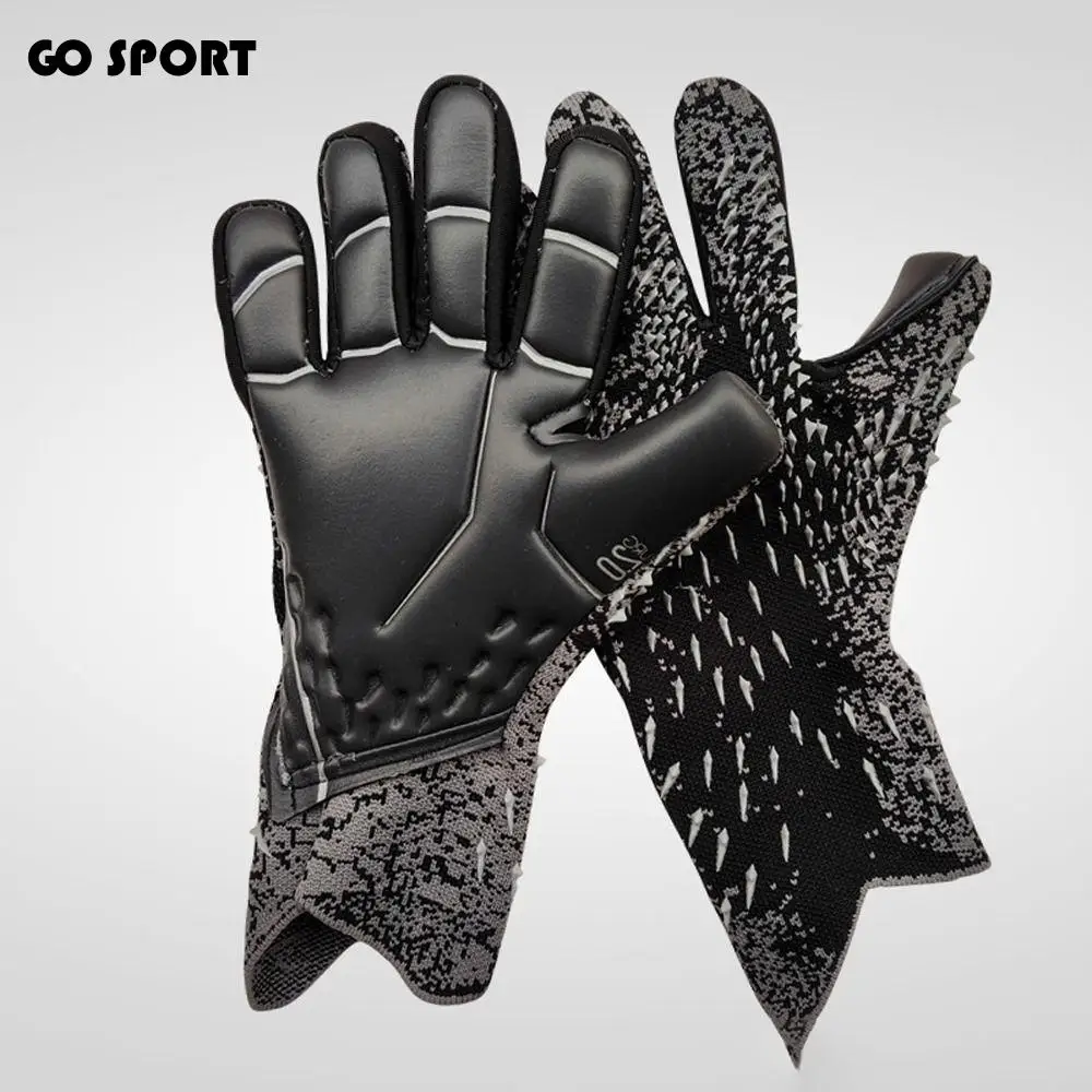 1 زوج المضادة للانزلاق الاطفال حارس المرمى قفازات المطاط إصبع حماية قفازات حارس المرمى ارتداء مقاومة طبقة مزدوجة المعصم مباراة كرة القدم