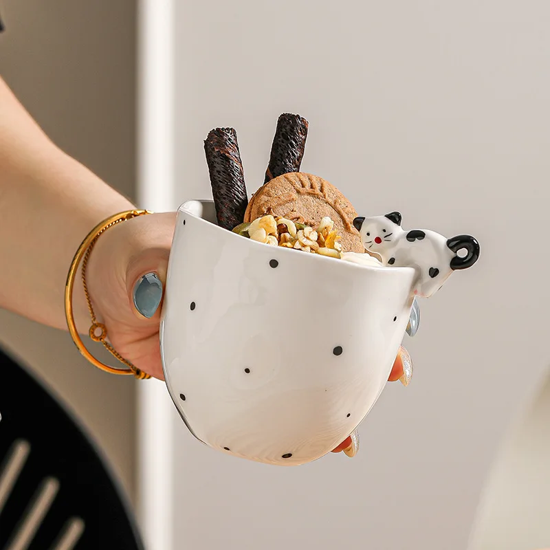 

Creative Ceramic Mug Coffee Handheld Cup Instagram Style Cute Cartoon Animal Couple Milk Tea Water Cup