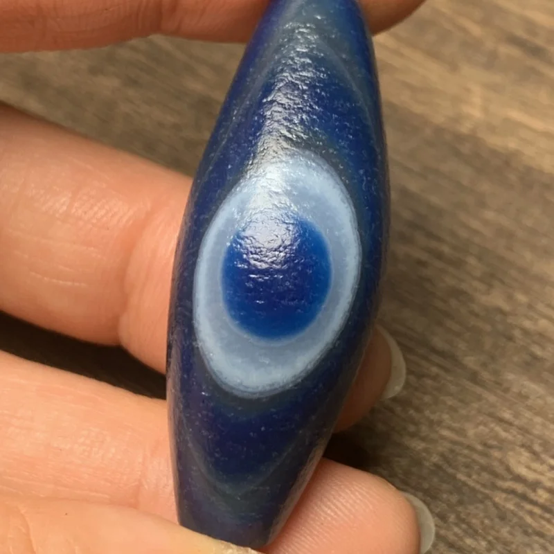 Boutique Old Agate Blue Agate High-Oil Pulp Ox Horn Sky Eye Tibet Beads Retro Chinese Style Pendant Accessories