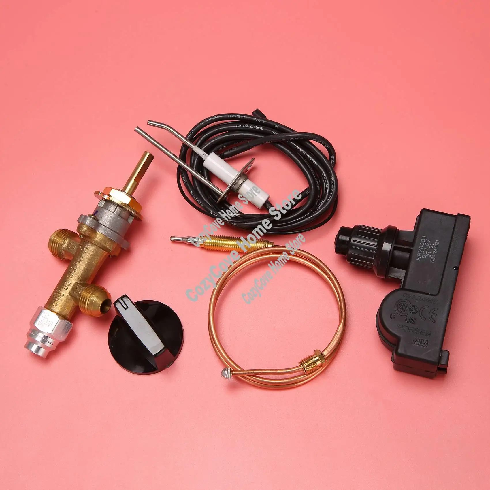 Low Pressure LPG Propane Gas Fireplace Fire Pit Safety Control Valve Kit, Push Button Ignition Kit For Gas Grill, Heater-A27R