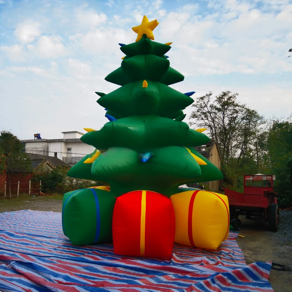 Tree with Star Inflatable Christmas  and Gift Box LED Night Lighting 25foot Outdoor Decoration