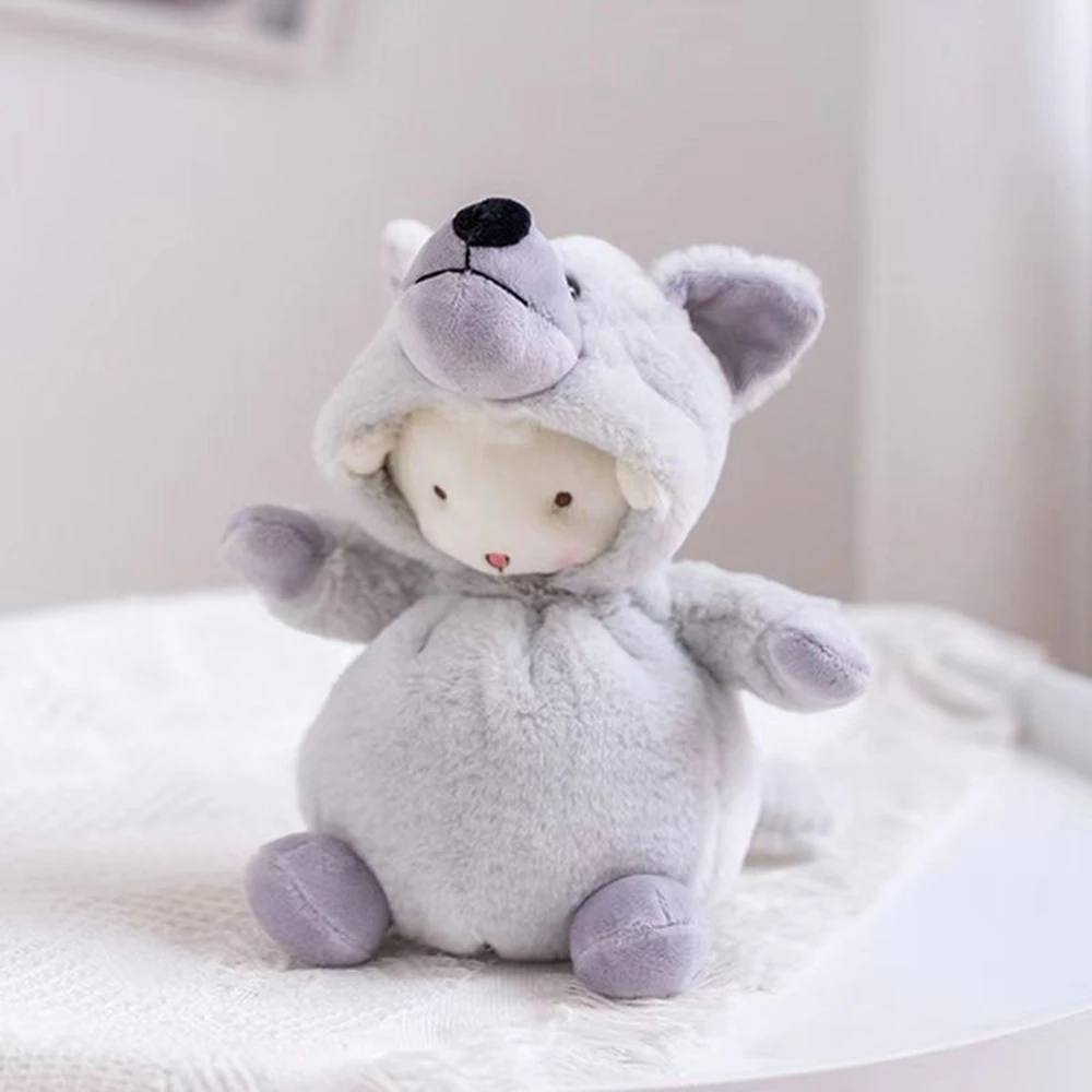 23CM Drag Transform Animal Plush Toy Cute Furry Multi-Style Lamb Hat Can Be Ppened Dressing Rag Doll Children's Birthday Gift