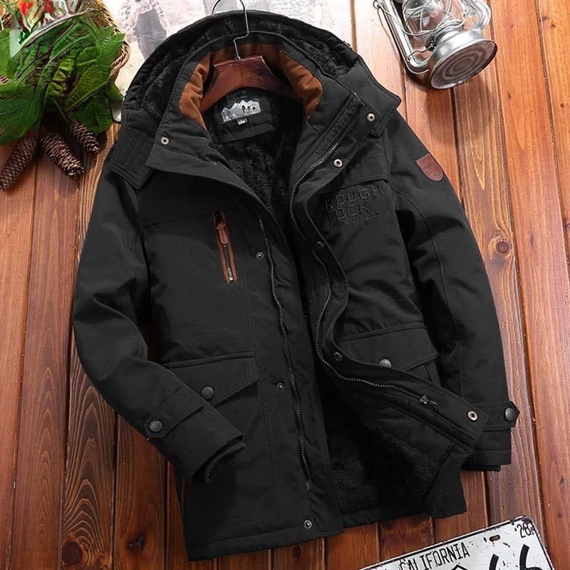 Winter Men Bomber Jacket Fleece Coat Warm Waterproof Windbreaker Brand Men's Clothing Thick Parka Hooded Plus Size Outerwear New