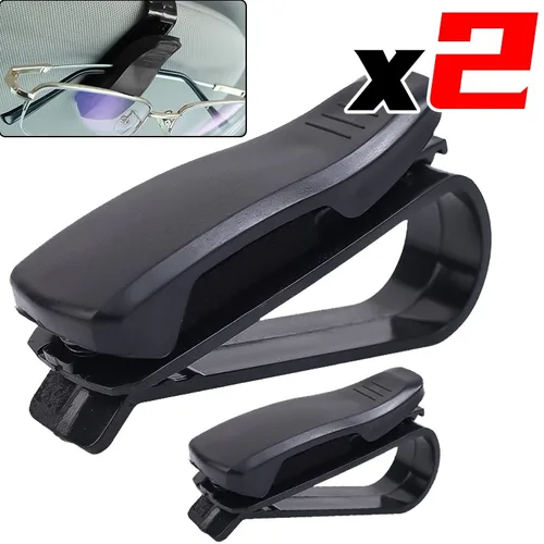 Imagen 1 del producto Clip para visera de coche, soporte para gafas de sol, soporte negro para Interior de vehículo, soporte portátil, funda de sujeción