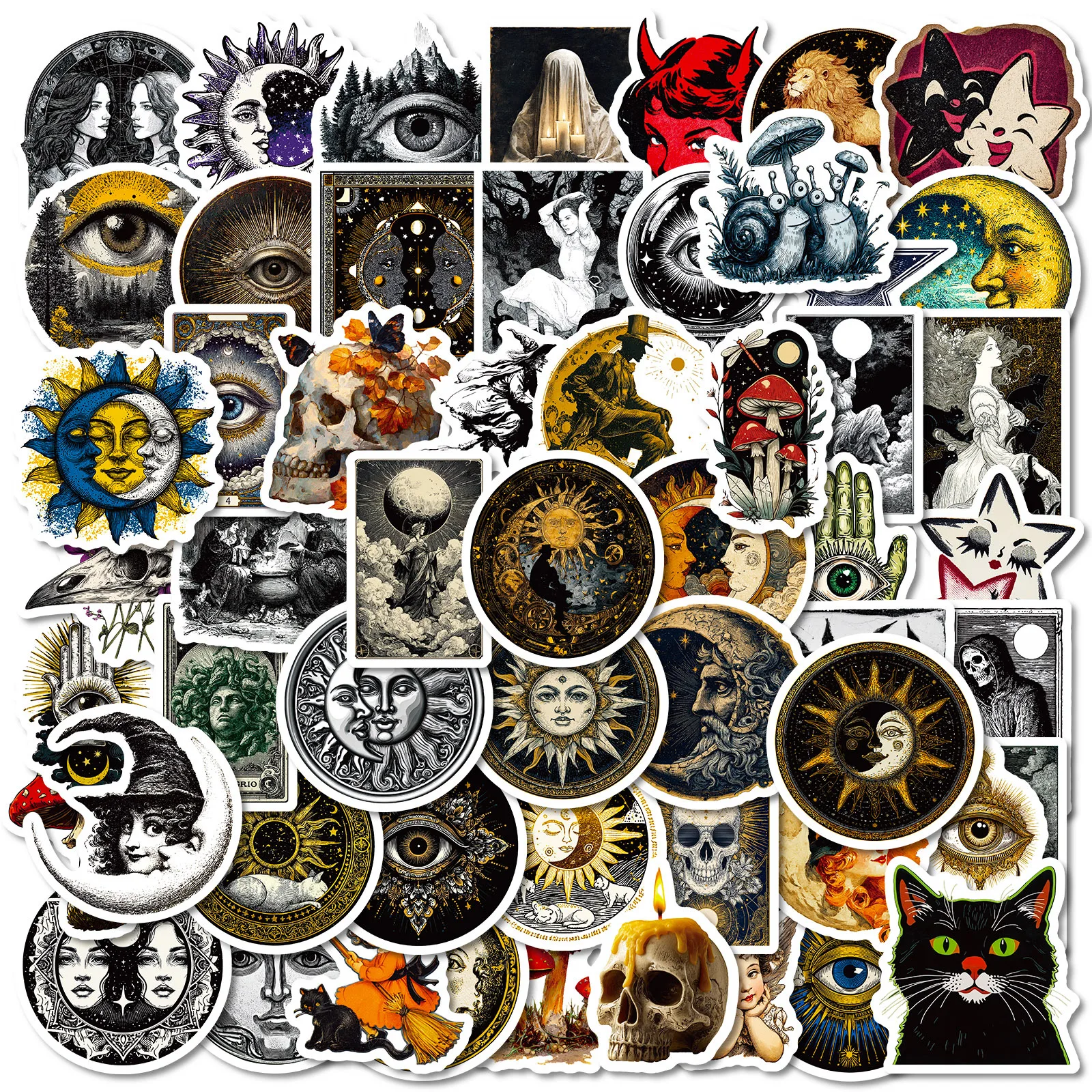 50 قطعة ملصقات القوطية الغامضة الساحرة القمر مخيف ملصقات صناعة يدوية سكيت دراجة نارية حقيبة ديكور الهاتف المحمول الشارات