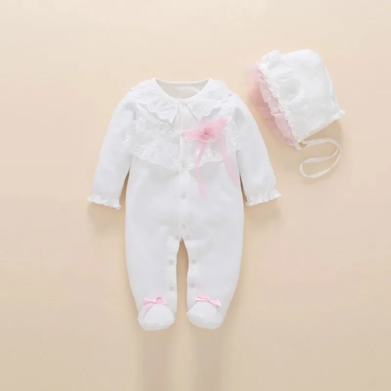 الوليد طفلة ملابس القدم 0 3 6 أشهر قميص قطني بكم طويل الأميرة الطفل بذلة مع القدم الزي طفلة الملابس