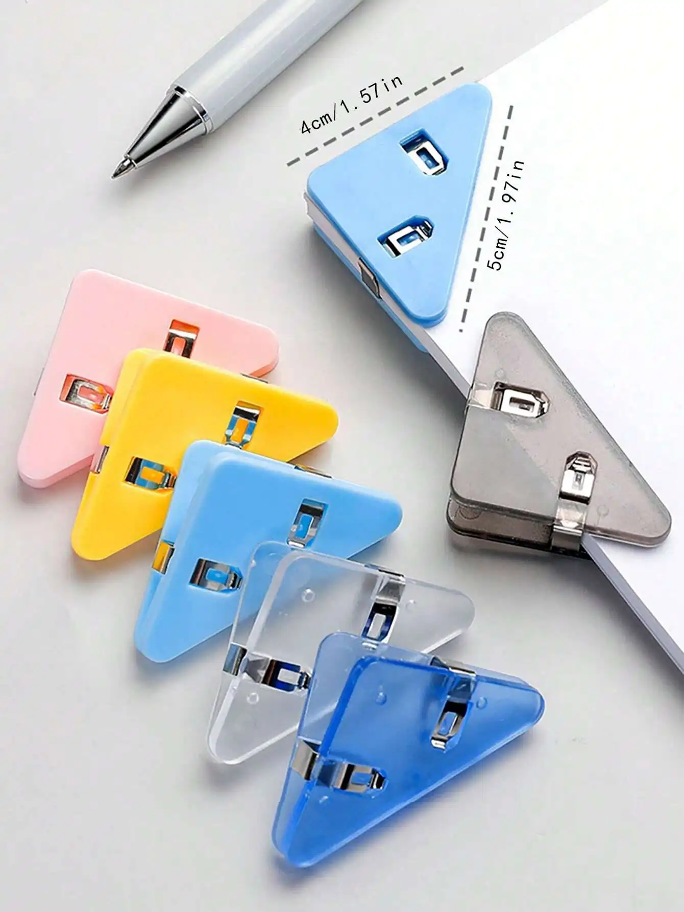 15 قطعة مشبك زاوية مثلث مختلط الألوان، مشبك ورق زاوية بسيط متعدد الأغراض للمكتب، طالب المدرسة