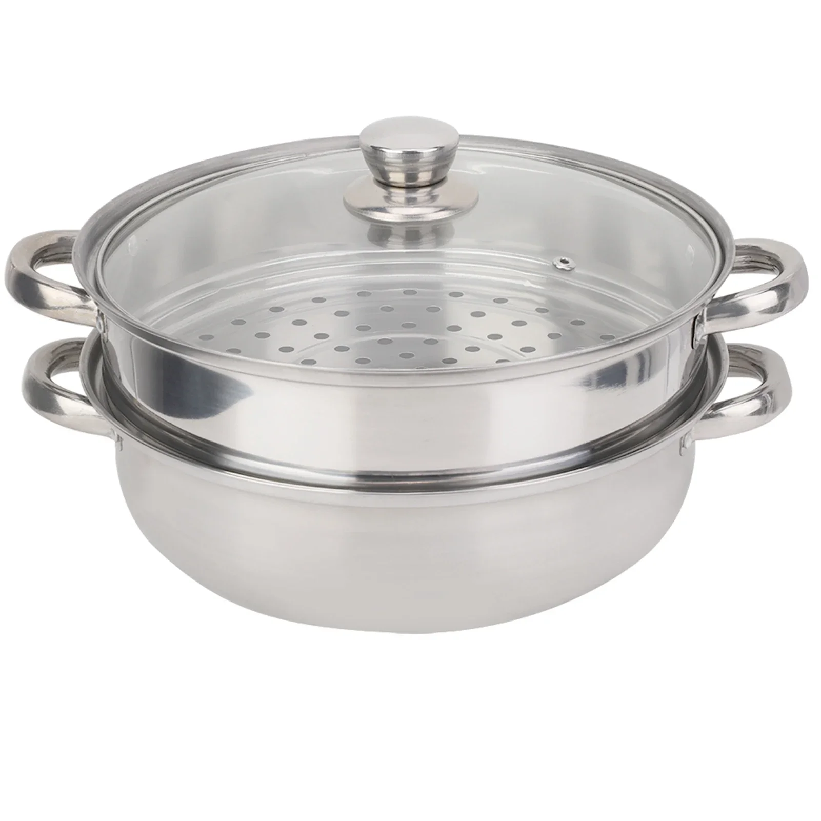 Stainless Steel Cookware 27cm/11in 2-Layer Steamer Pot Cooker Double Boiler Soup Steaming Pot Kitchenware Kitchen Supplies