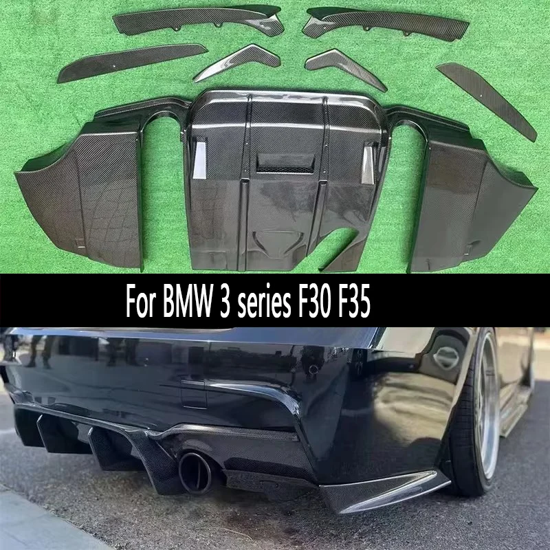 لسيارات BMW 3 Series F30 F35 GEEX نمط ألياف الكربون مانع صدمات خلفي للسيارة الناشر الخلفي الخائن سبويلر عودة الشفاه تحويلة طقم الجسم #6