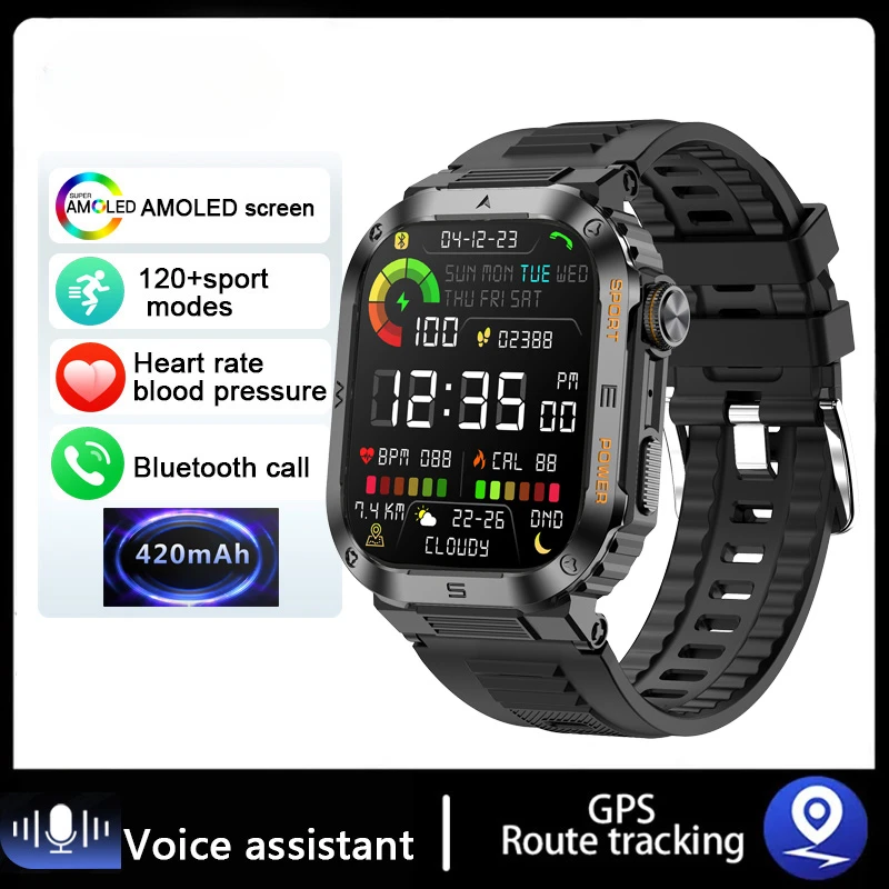 

2024 New 2.01" Outdoor Military Smartwatch for Men - Bluetooth Call. for Android & IOS. IP68 Waterproof. Sports Fitness.