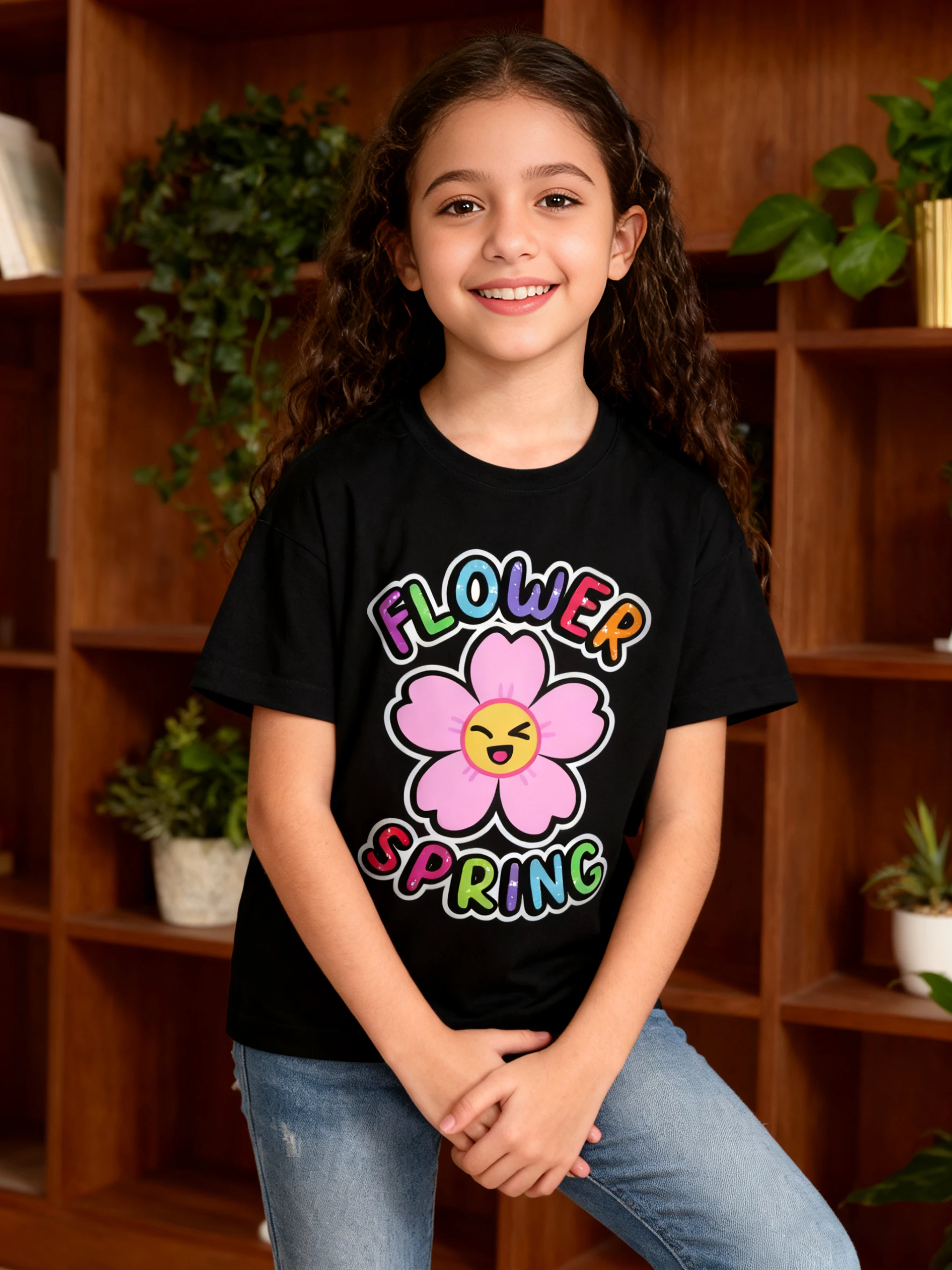 

Cute Flower Spring Children's T-shirt, fashionable spring design, easy to match all clothes