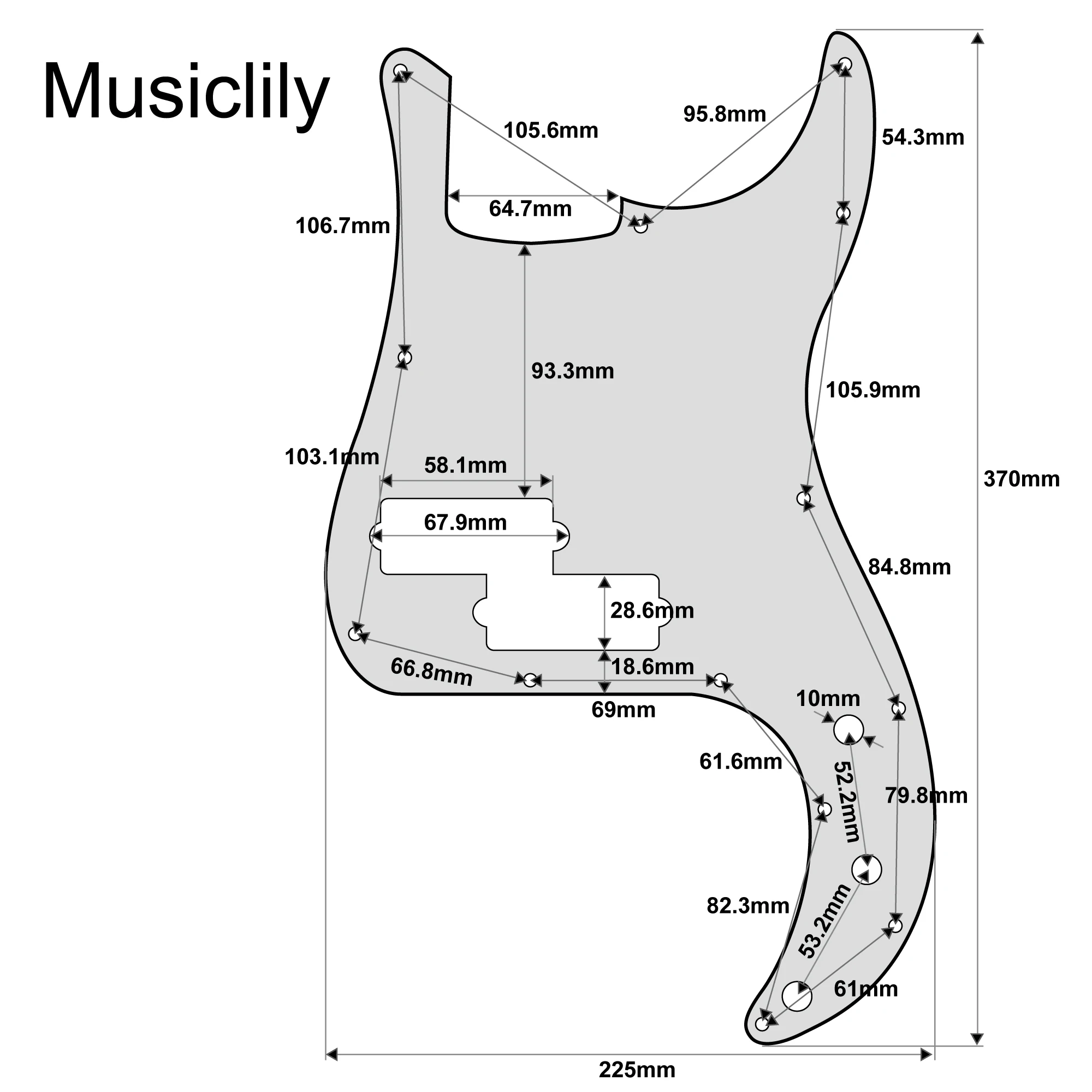 Musiclily-Protection Ultra P-Bass en Aluminium Anodisé à 13 Trous, pour Basse de Précision American Standard, 514