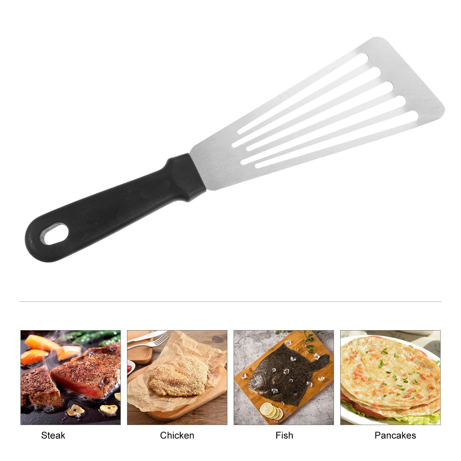 

1 шт., лопатка для стейка из нержавеющей стали, деревянная ручка, полипропиленовая ручка, кухонная лопатка для блинов, жареных рыб, выпечки пиццы, практичная лопаточка для приготовления пищи