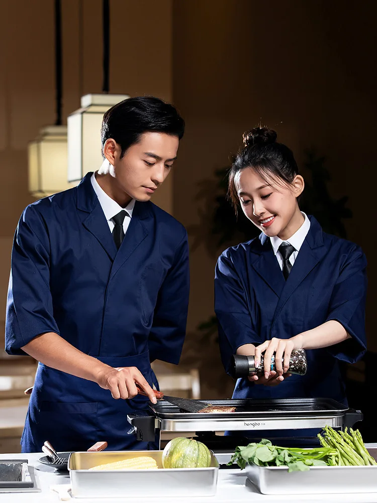 

Японская униформа для поваров, мужская, с длинными рукавами, летняя, подходит для ресторанов, суши-баров, ресторанов японской кухни.