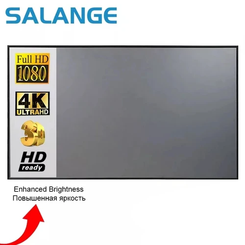 Salange cortina pantalla de proyector antiluz 16:9 100 120 pulgadas tela reflectante portátil 3D HD para el hogar Oficina al aire libre