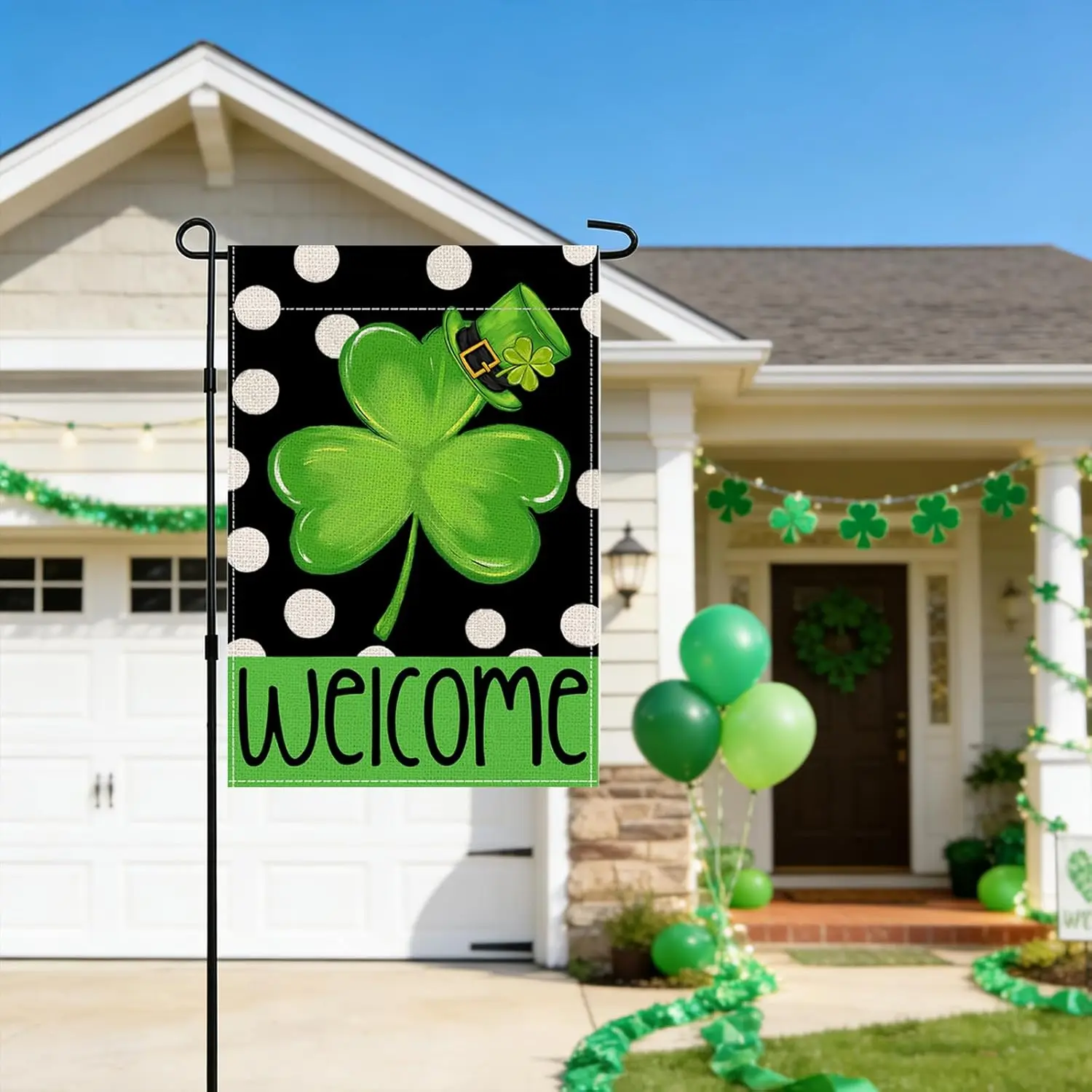 St Patricks Day Garden Flags Decorations,12x18 Double Sided Saint Patricks Yard Outdoor Decor Shamrock Decoration Party Anni IIC