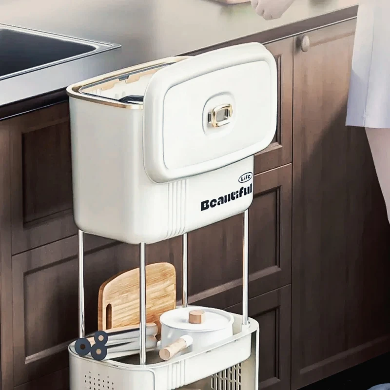 

Кухонный мусорный бак с крышкой, устойчивый к запаху, двухслойный, большой емкости, разделение отходов, идеально подходит для очистки, организованной кухни