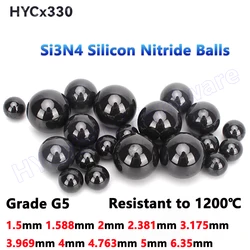 Ø1.5mm-6.35mm Si3N4 Silicon Nitride Ceramic Balls Grade G5 Black Smooth Round Beads 1.5 1.588 2mm to 6.35mm Resistant to 1200℃