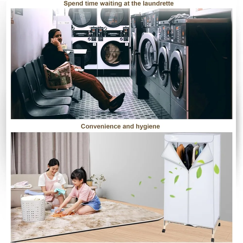 Machine de séchage de vêtements Uten, armoire de séchage de linge avec minuterie, support de séchage de vêtements électrique et sèche-linge pour appartements, maison