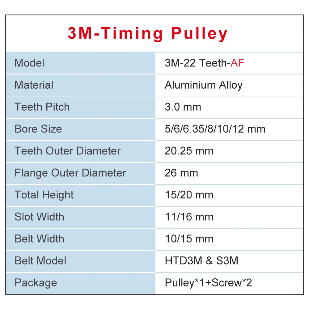 Timing Pulley 3M22T Inneren Bohrung 5/6/6.35/8/10/12mm Aluminium Gürtel Pulley Slot Breite 16 mm Fit Für 3M-synchronous gürtel Breite 15 mm