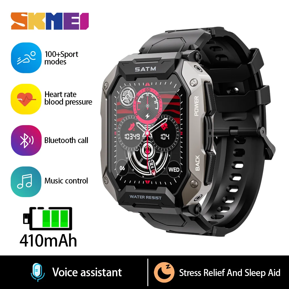 

SKMEI 2024 Smart Watches 1.8 Inch 5ATM Waterproof Bluetooth Call Sport Smartwatches For Men Women Outdoor Pedometer Wristwatches