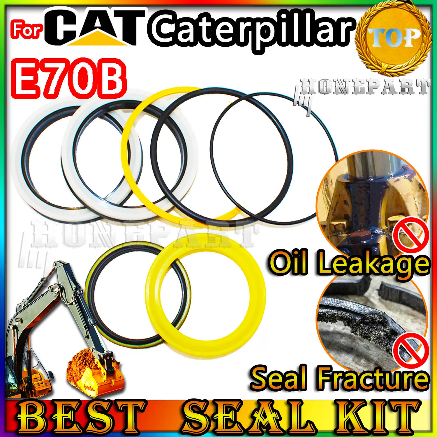 For Caterpillar E70B Oil Seal Repair Kit CAT Boom Arm Bucket Excavator Hydraulic Cylinder Wheel Control Pilot Valve Blade TRAVEL