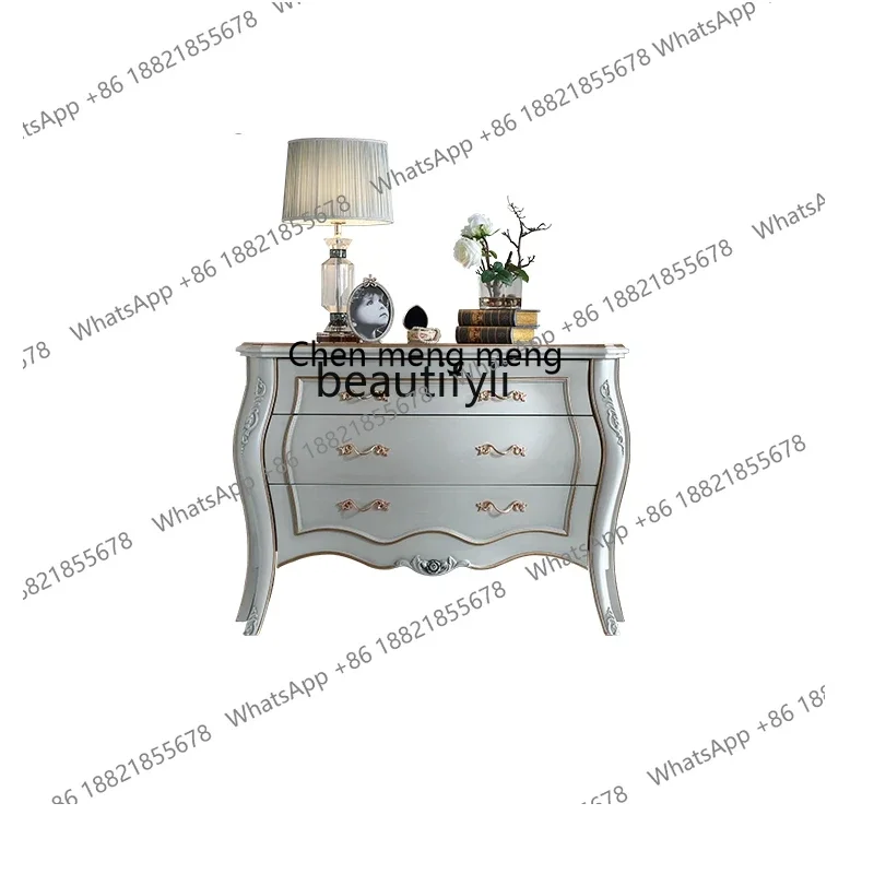 

new style French Furniture European Solid Wood Console Living Room Gold Carving Entrance Cabinet Bedroom Locker ss 7304