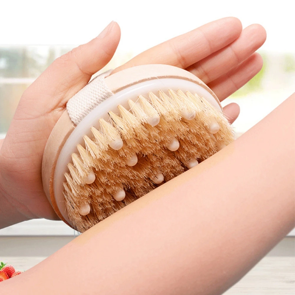 Dry Skin Body Massage Brush Natural Bristle Dead Skin Remover Anti Cellulite Exfoliates Blood Circulation Massage Tools