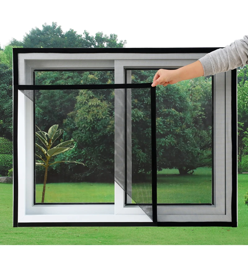 Selbstklebende, wiederverwendbare Moskitonetze für Fenster, Anti-Moskito-Fenstergitter, Tüll, im Sommer waschbares Netz, anpassbare Größe – Detail 8