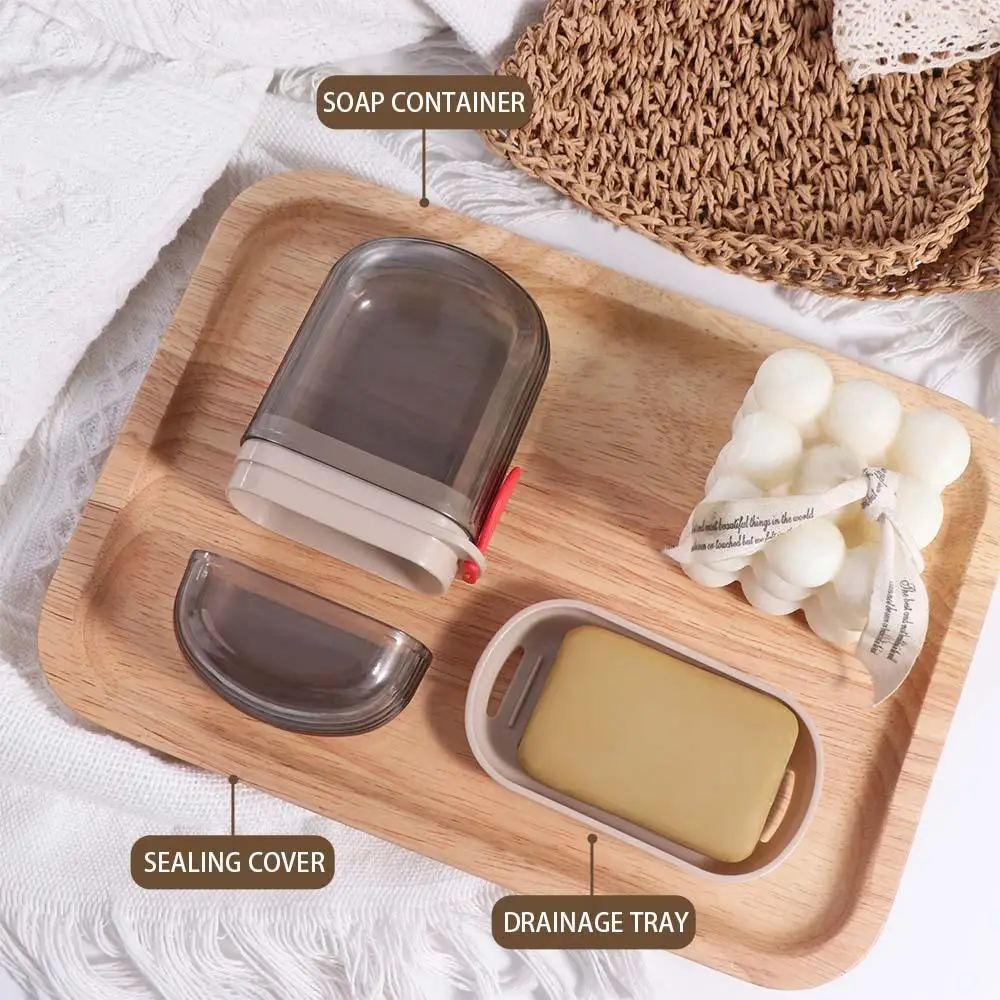 

Organizer Tray Portable Soap Dish Sealed with Lid Travel Soap Box Durable Transparent Soap Case Travel