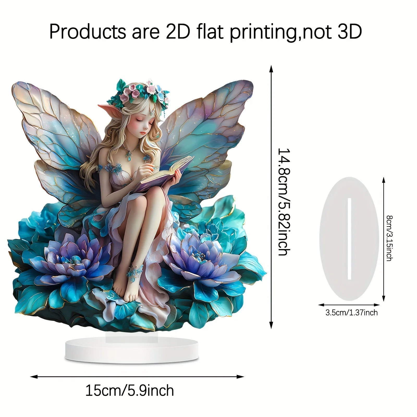 الجنية والكتاب تمثال الاكريليك لافتات ملهمة منضدية الديكور بطاقة ديكور المنزل 2D شاتيربروف حلية مجموعة #2