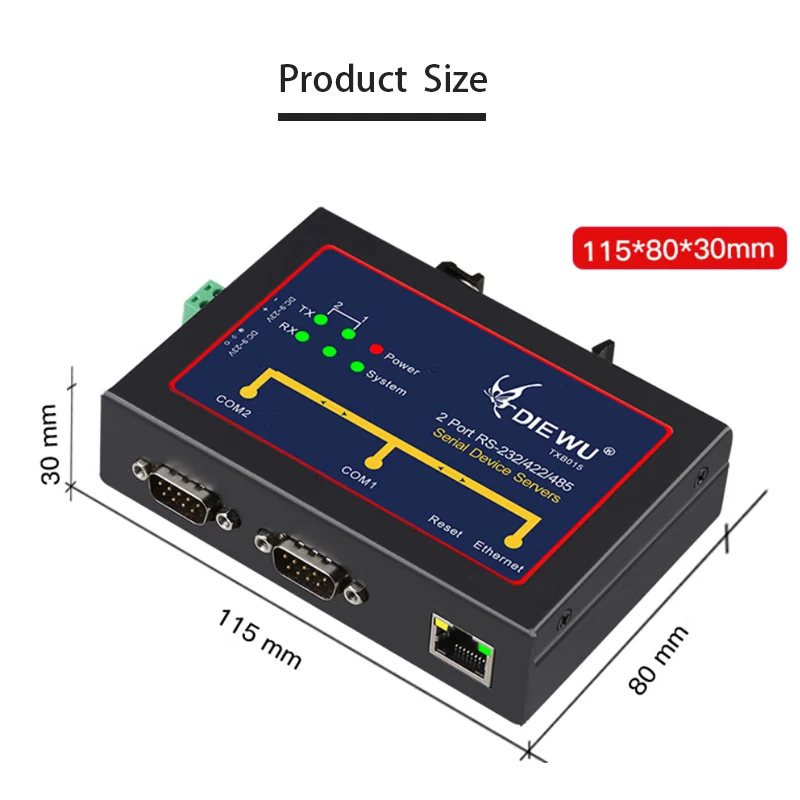 Imagem -03 - Lan Adaptador 10 100mbps de Grau Industrial Serial Dispositivo Servidor Rede Serial Servidor Rs232 485 a Porta Ethernet Servidor Rj45