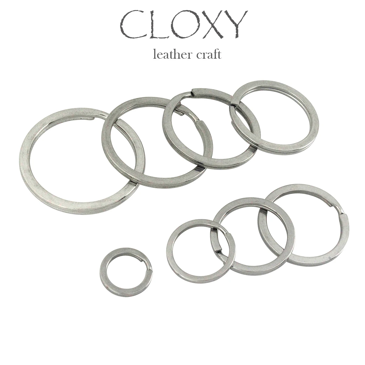 5pcs Metal Split Rings Flat-wire Double Loop Keyring 15-38mm Keychain Keys Holder DIY Leather Craft hardware Stainless Steel