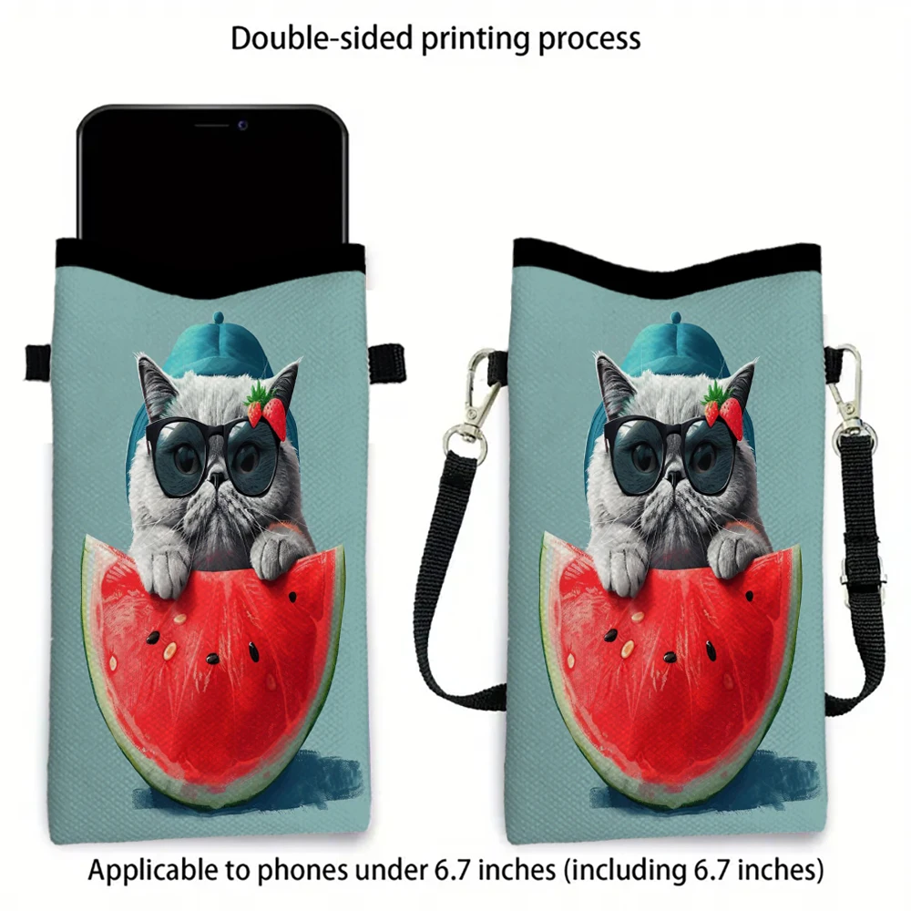 

Watermelon Cat Phone Bag Adjustable and Detachable Strap Designed for Women Crossbody Bag Convertible ShoulderBag4.29