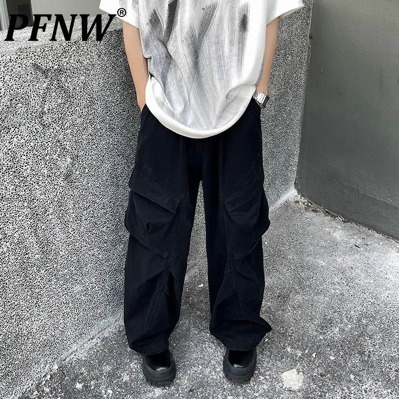 

PFNW Workwear Pants Men's Large Pockets Jeans Korean Version Trendy Personalized Handsome Male High Street 2024 Summer 28W3459