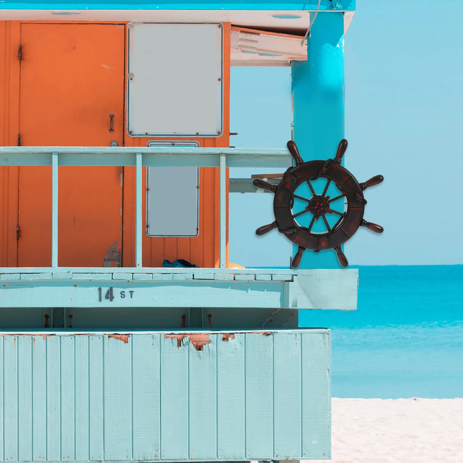 

Dark Black Rudder Wall Decor Wood Hanging Ornament Indoor Nautical Style Home Beach Bathroom Office Art Decoration