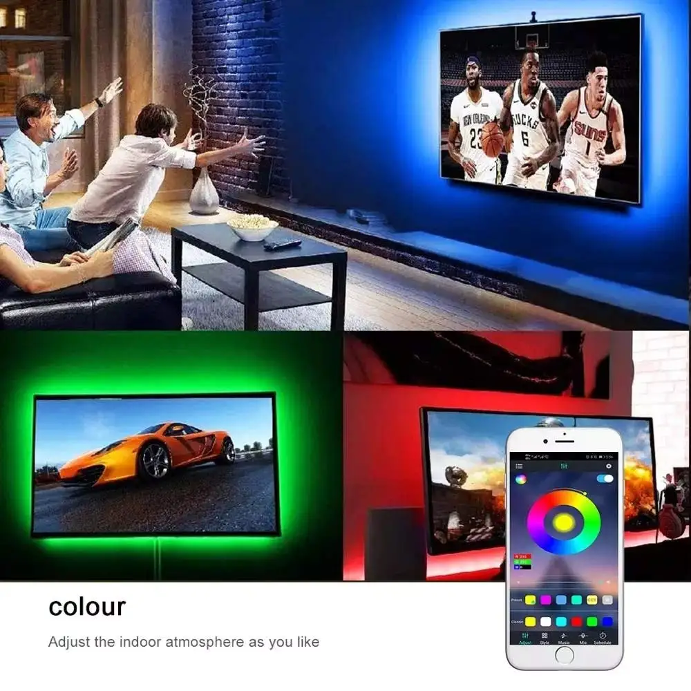 USB LED Strip Lights APP Control Color Changing 3535 RGB Led Light Flexible Lamp Tape for Room Decoration TV Backlight