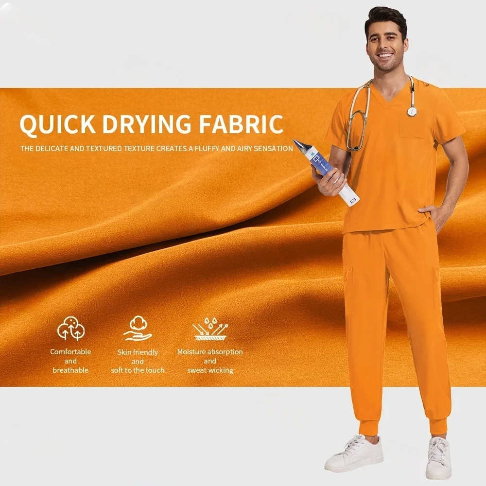 New Lightweight Anti-wrinkle Surgical Uniform Woman Men Medical Nurse Scrub Set Soft Breathable Jogger Nursing Clinical Workwear