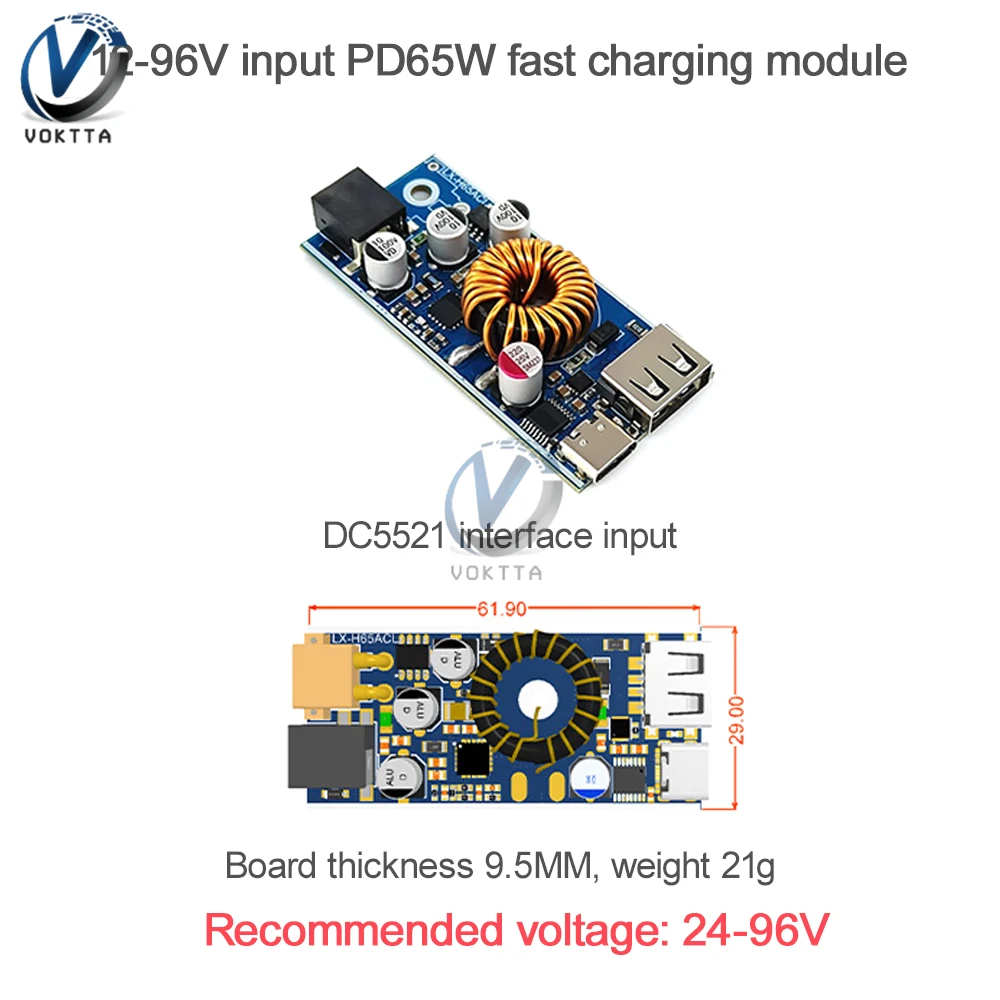 DC12-96V Step-down Module USB Buck Converter QC2.0 QC3.0 Multi-protocol Fast Charging Module Power Supply Voltage Regulator