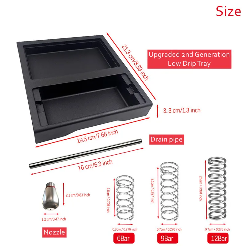 For GAGGIA Classic Pro Coffee Machine 6pcs Upgrade 2nd Generation Low Drip Tray,Drain Pipe,Spring,Steam Nozzle Modification Kit