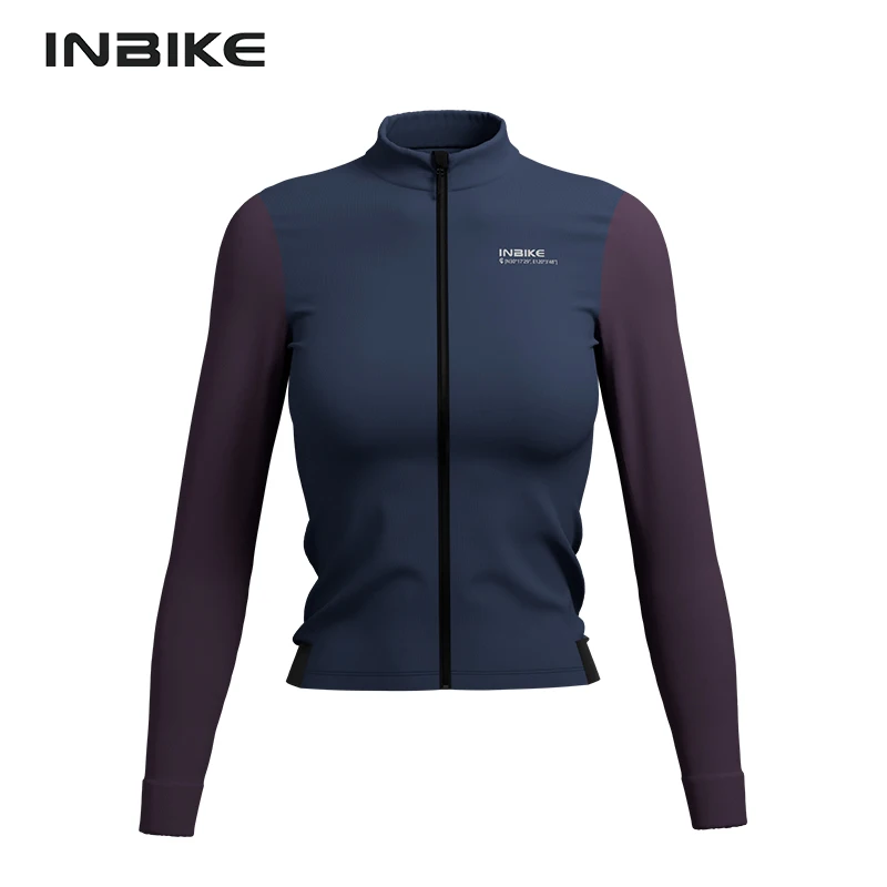 INBIKE Winter Women's Cycling Jersey Long-Sleeved Fleece Warm Outdoor Bicycle Riding Clothing Jersey MTB Sportswear Full Zipper