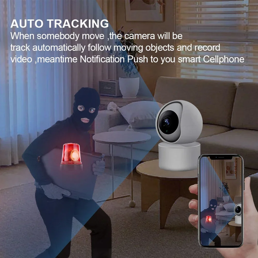 Caméra de surveillance intérieure IP sans fil, moniteur de sécurité pour bébé, suivi intelligent, communication bidirectionnelle, vision nocturne, maison, Wi-Fi, 5MP