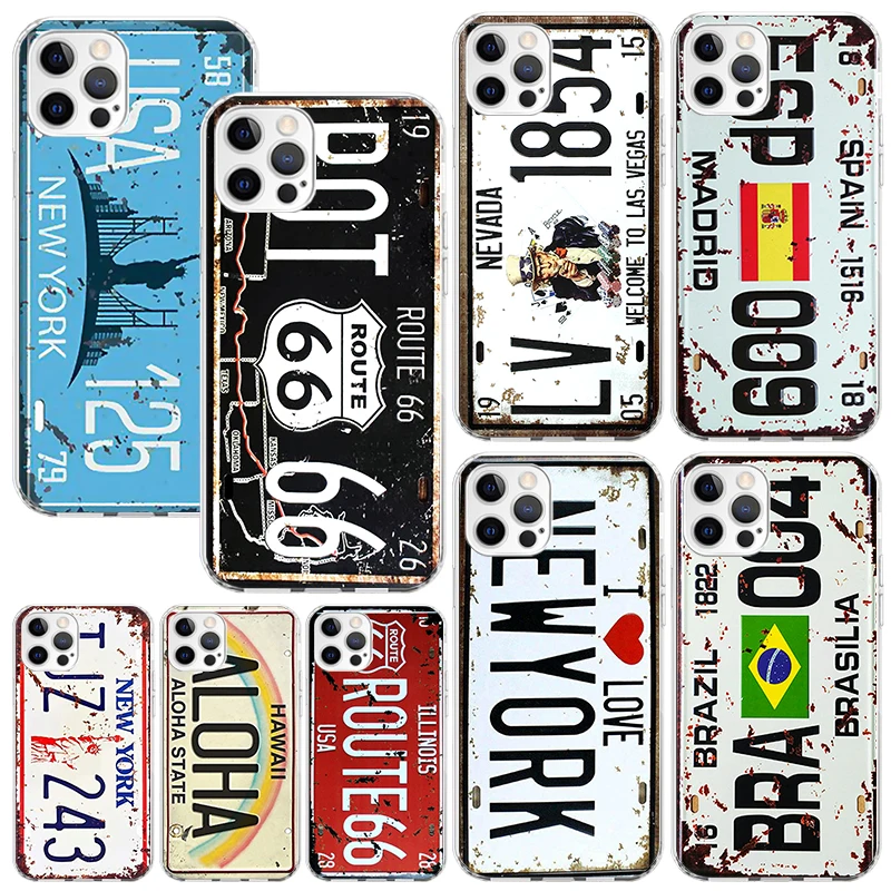 License New York Plate Number Phone Case For Iphone 16 15 14 13 Pro Max 12 Mini 11 X Xr Xs 7 Plus 8 + Se 2020 Art Fundas Back Co