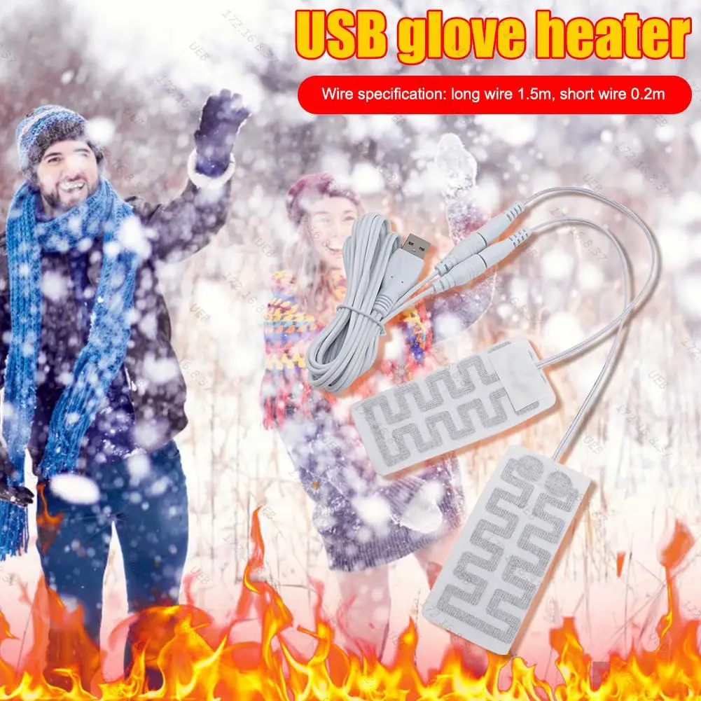 Electric Gloves Heater Carbon Fiber USB Heated Gloves Pad Pain Relief Winter Cloth Heating Pad Outdoor Hand Feet Warmer