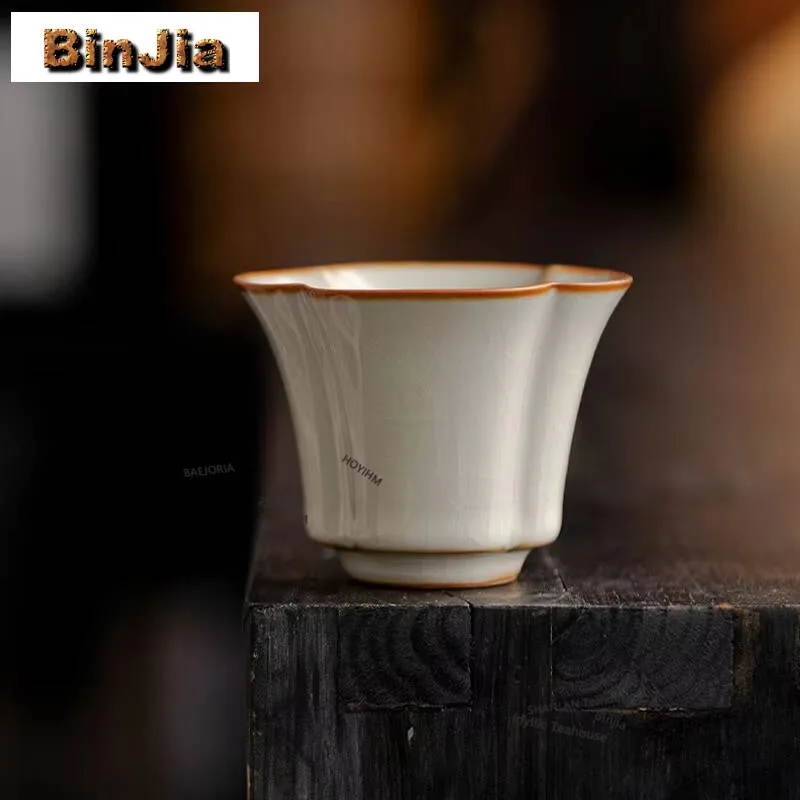 2pc/lot Ru Kiln Rice Yellow Plum Blossom Teacup Japanese Tea Bowl Cute Cup Tea-tasting Fragrance Cup Chazhan Master Cups 75ml